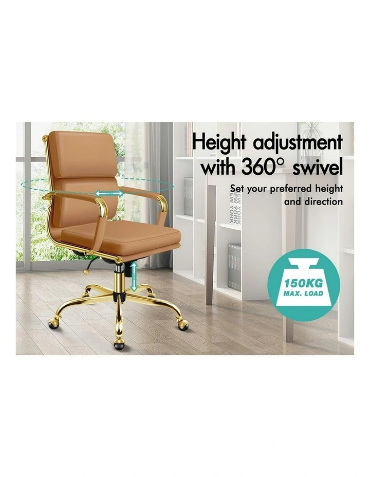 Ergonomic Padded Mid Back Executive Office Chair in Brown image 2