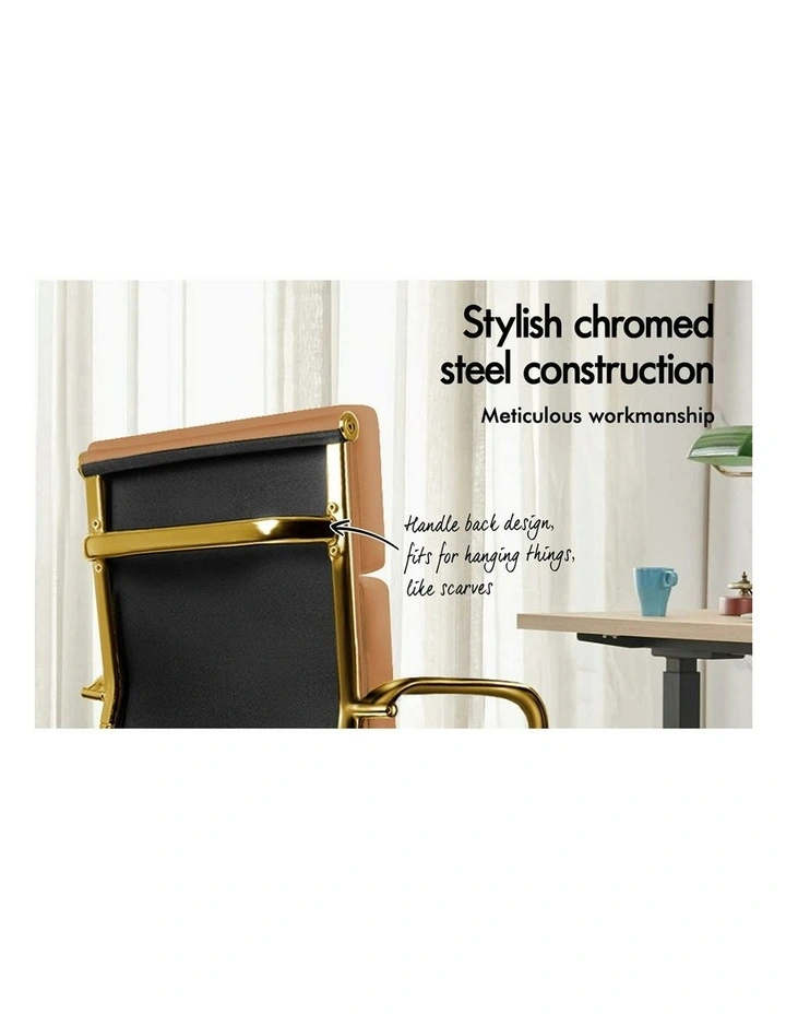 Ergonomic Padded Mid Back Executive Office Chair in Brown image 3