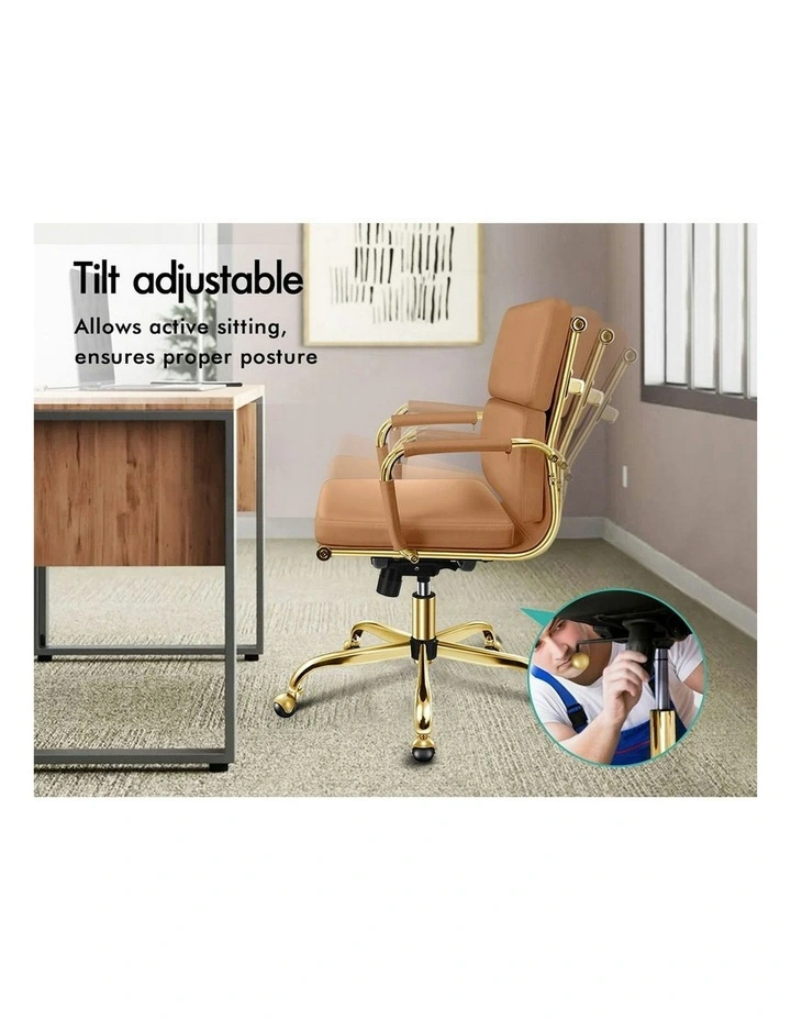 Ergonomic Padded Mid Back Executive Office Chair in Brown image 7