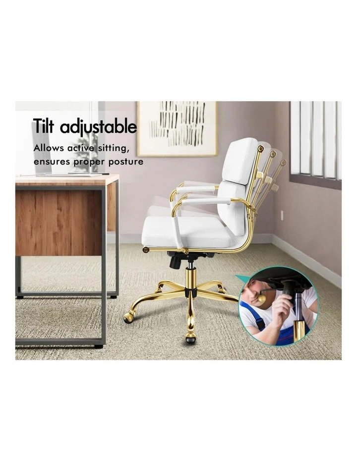 Ergonomic Padded Mid Back Executive Office Chair in Multi image 3