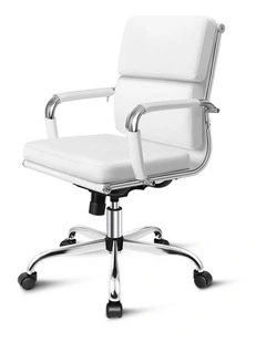Ergonomic Padded Mid Back Executive Office Chair in White