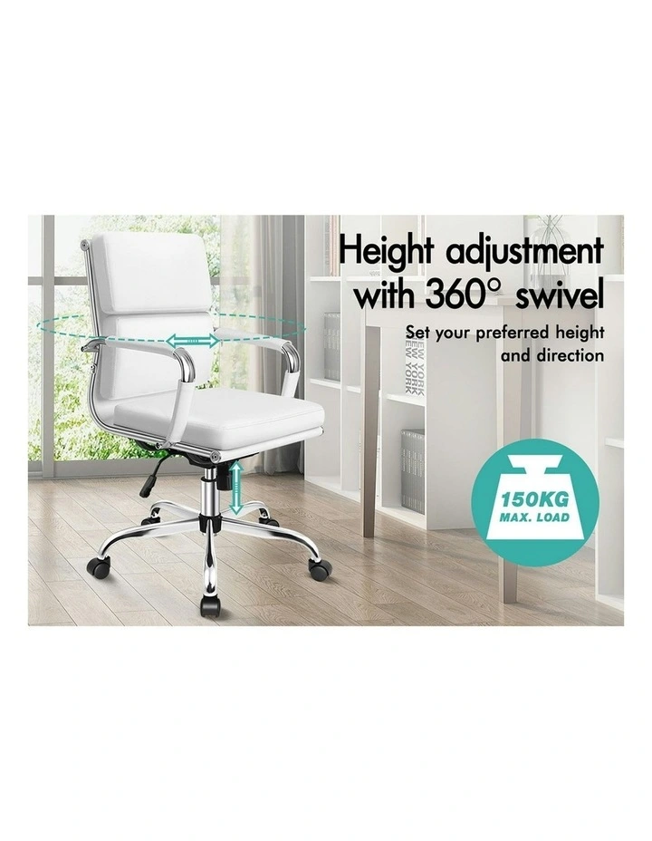 Ergonomic Padded Mid Back Executive Office Chair in White image 4