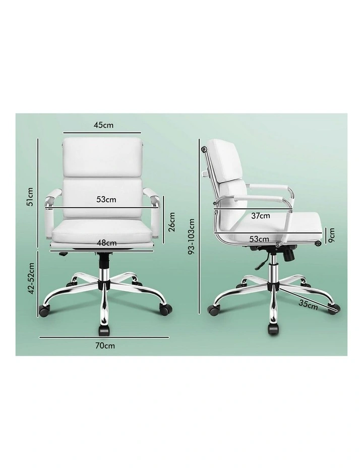Ergonomic Padded Mid Back Executive Office Chair in White image 5