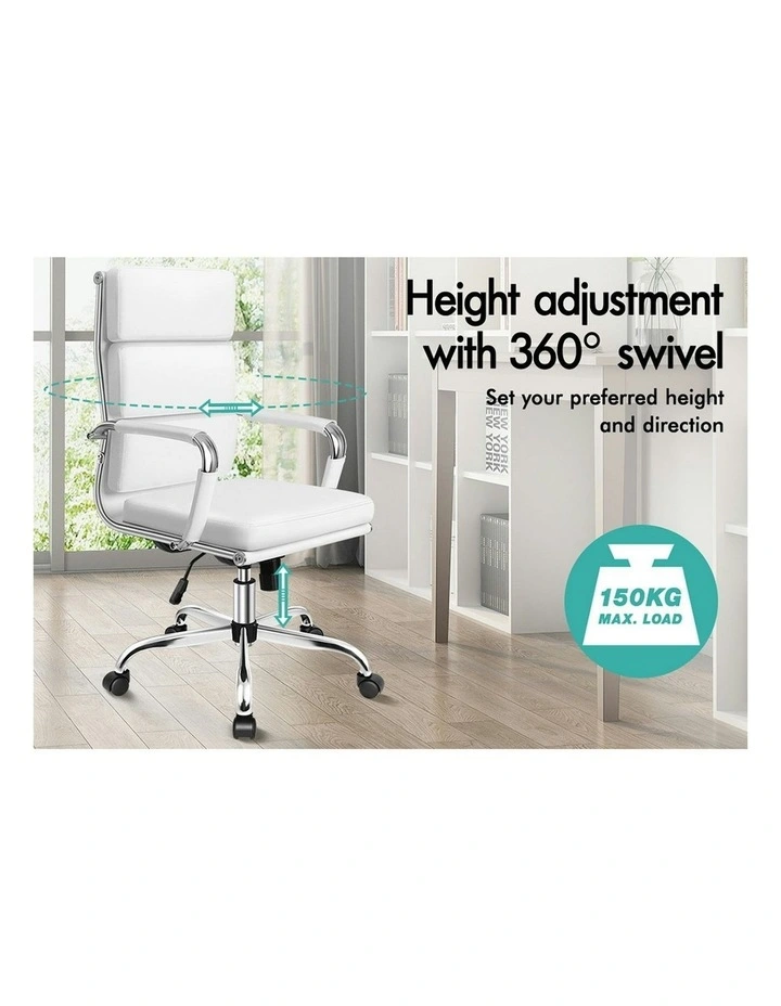 Ergonomic Padded High Back Executive Office Chair in White image 4