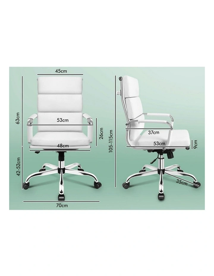 Ergonomic Padded High Back Executive Office Chair in White image 6