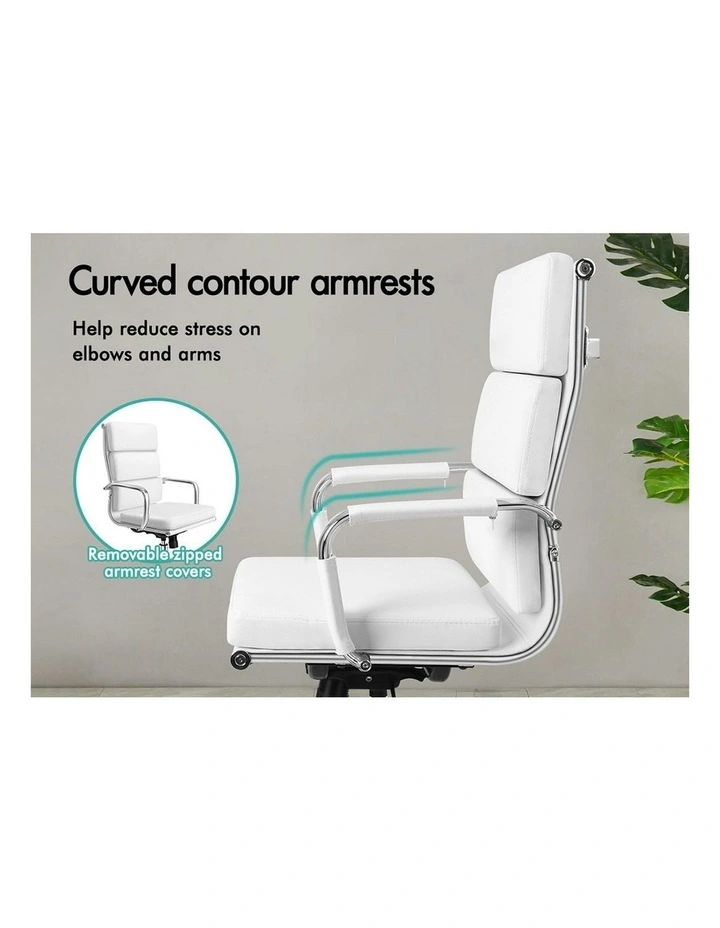 Ergonomic Padded High Back Executive Office Chair in White image 7