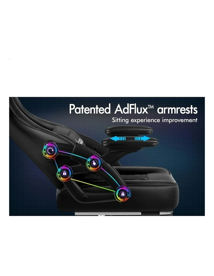 Massage Computer Footrest Leather Gaming Office Chair in All Black image 2