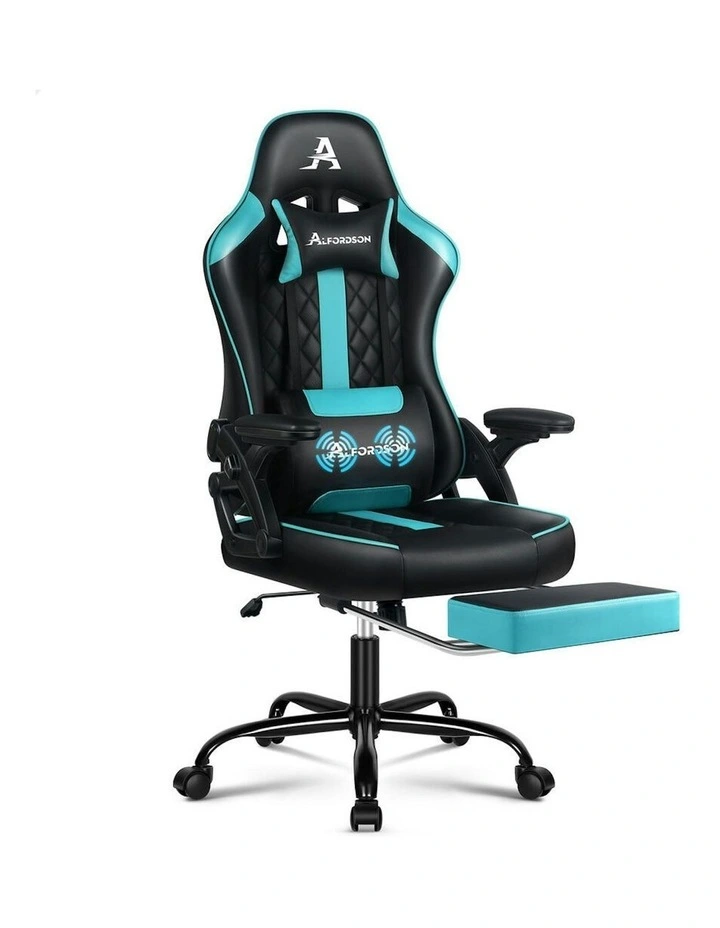 Massage Computer Footrest Leather Gaming Office Chair in Multi image 1