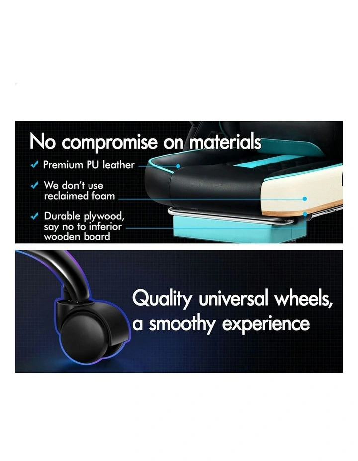 Massage Computer Footrest Leather Gaming Office Chair in Multi image 4