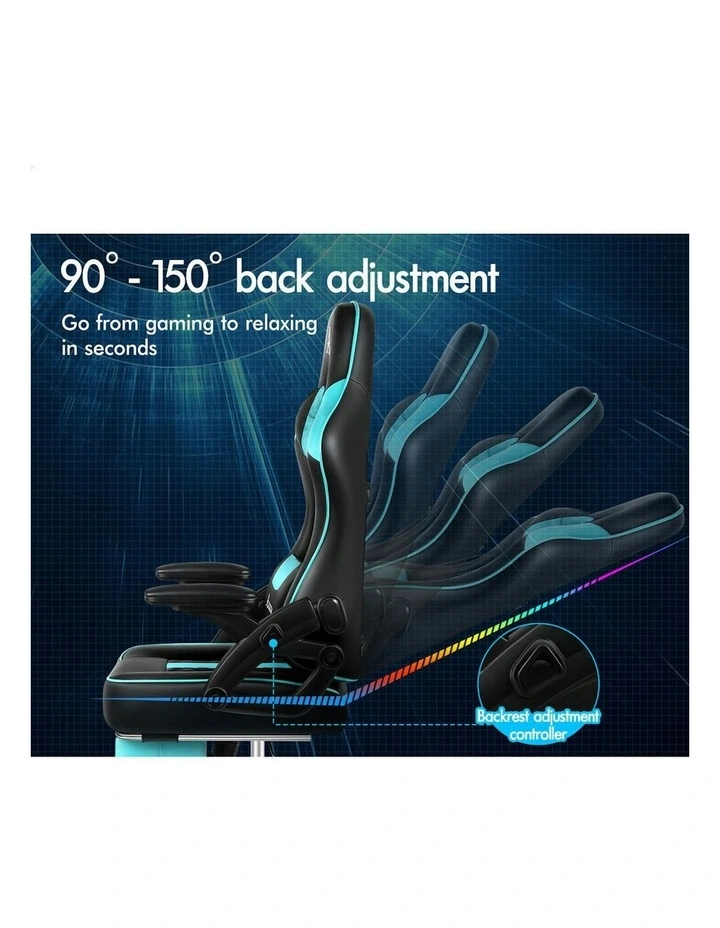 Massage Computer Footrest Leather Gaming Office Chair in Multi image 7