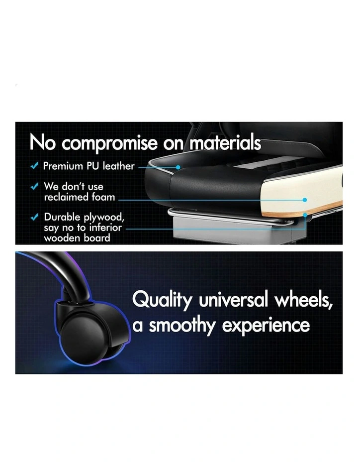 Massage Computer Footrest Leather Gaming Office Chair in Grey image 4