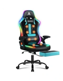 Office Massage 12 RGB LED Computer Leather Gaming Chair in Multi