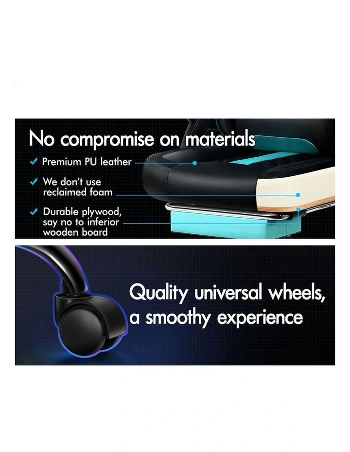 Office Massage 12 RGB LED Computer Leather Gaming Chair in Multi image 4