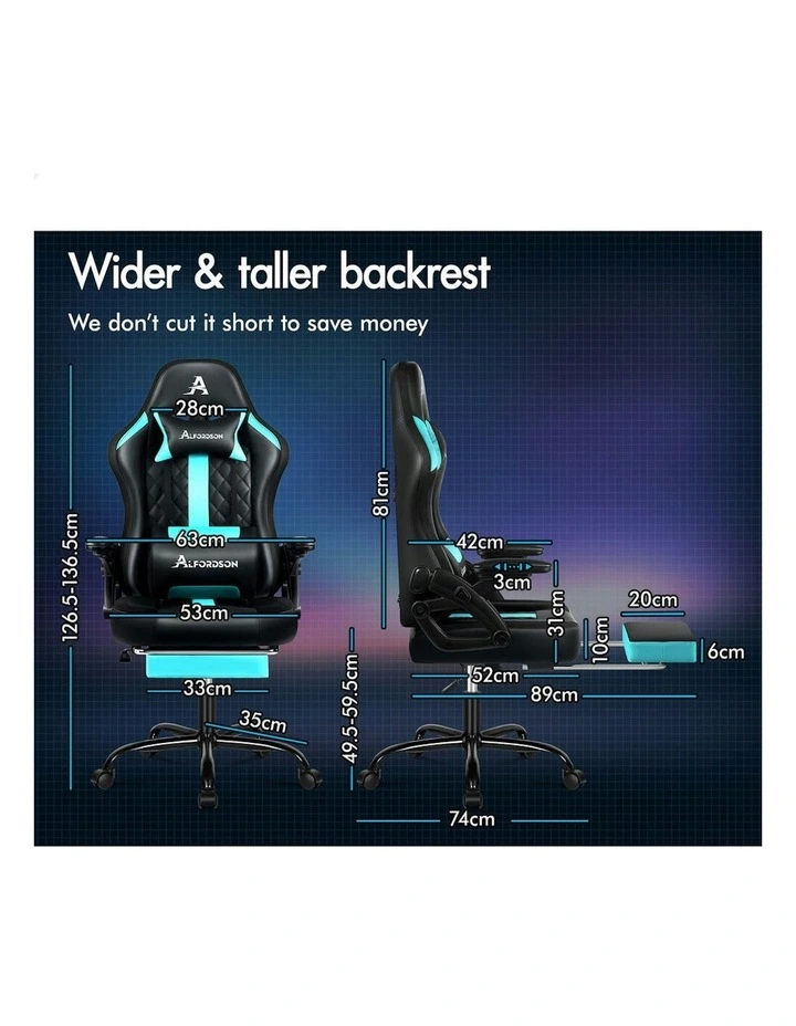 Office Massage 12 RGB LED Computer Leather Gaming Chair in Multi image 6