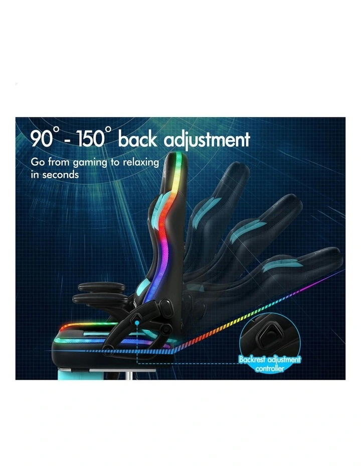 Office Massage 12 RGB LED Computer Leather Gaming Chair in Multi image 7