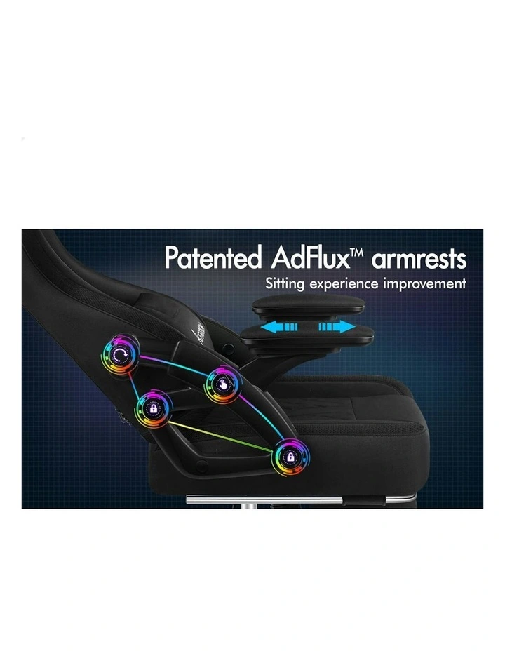 Office Massage 12 RGB LED Computer Fabric Gaming Chair in Black image 2