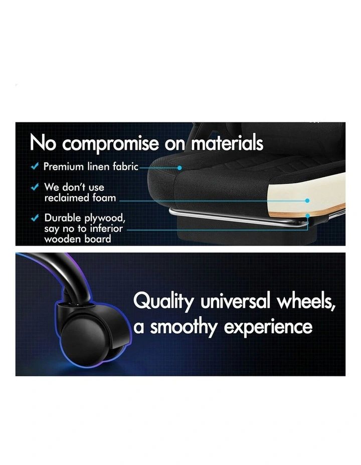 Office Massage 12 RGB LED Computer Fabric Gaming Chair in Black image 5