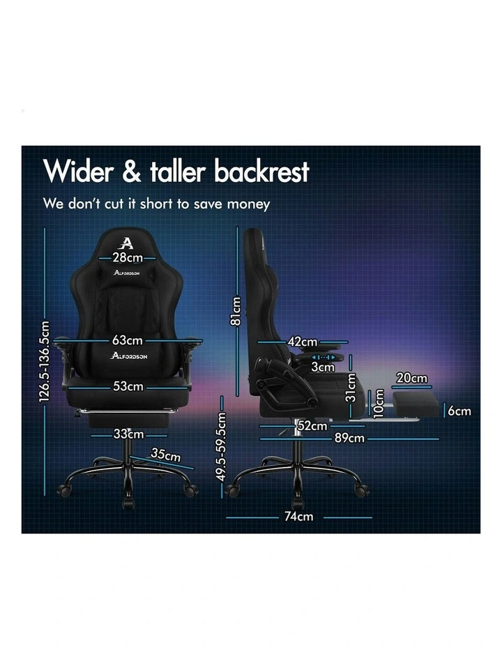 Office Massage 12 RGB LED Computer Fabric Gaming Chair in Black image 6