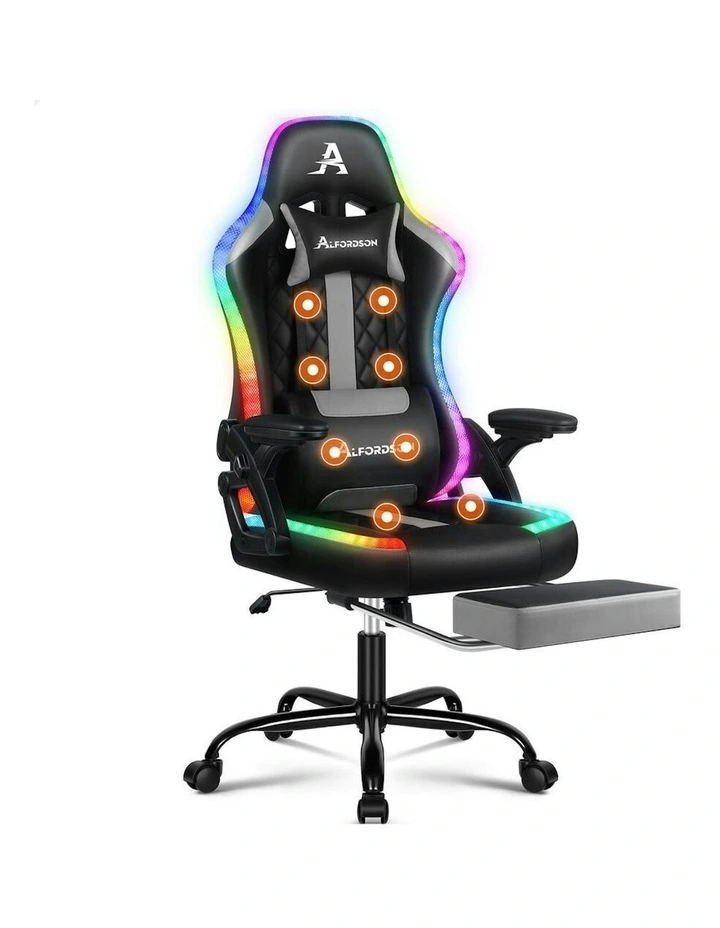 Office Massage 12 RGB LED Computer Leather Gaming Chair in Multi image 1