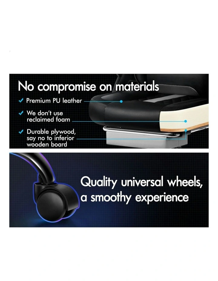 Office Massage 12 RGB LED Computer Leather Gaming Chair in Multi image 5