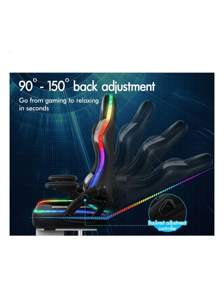 Office Massage 12 RGB LED Computer Leather Gaming Chair in Multi image 7