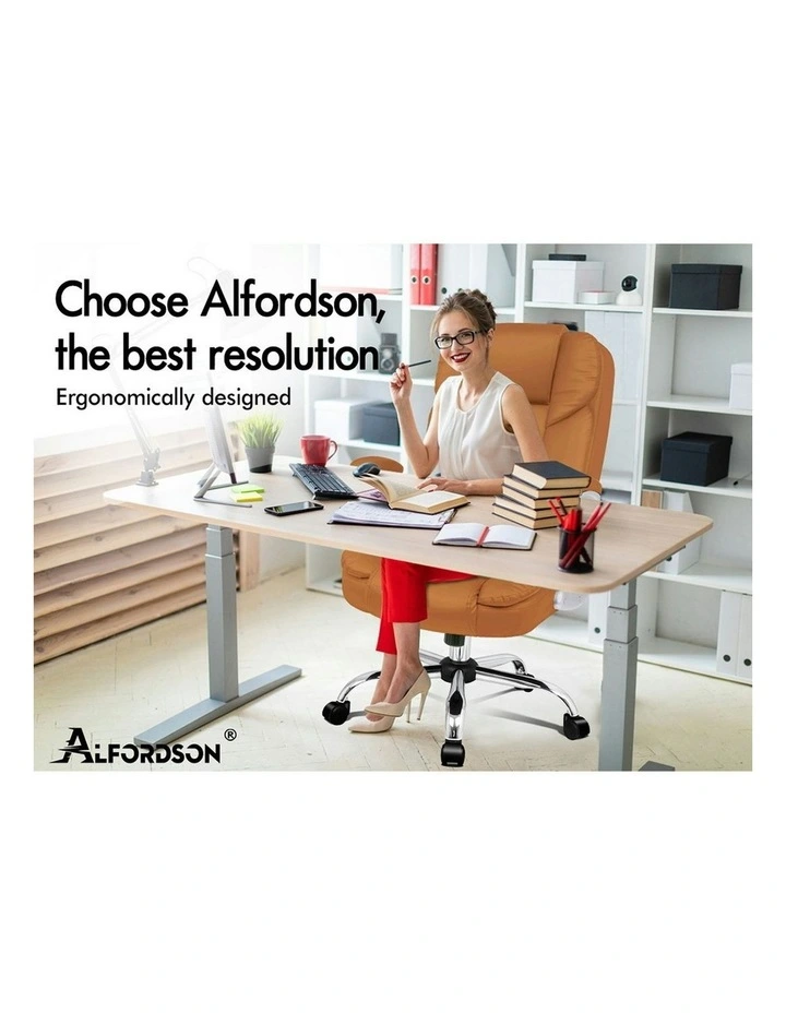 Executive Leather Seat Office Chair in Brown image 2