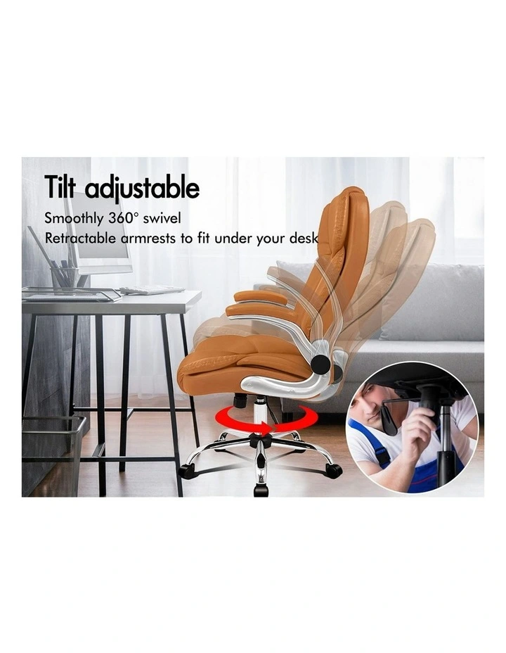 Executive Leather Seat Office Chair in Brown image 6