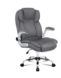 Executive Computer Gaming Racer Fabric Work Seat Office Chair in Grey