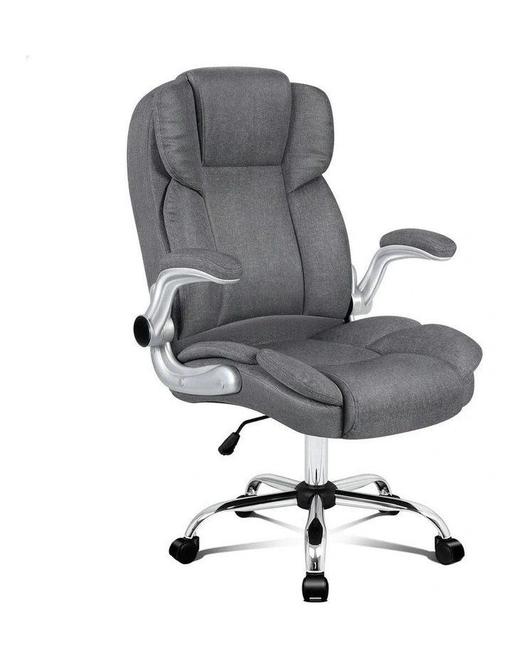Executive Computer Gaming Racer Fabric Work Seat Office Chair in Grey image 1