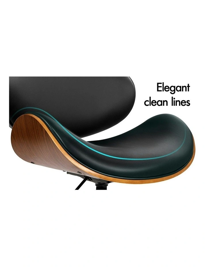 Wooden Leather Seat Office Chair in Aria Black image 5