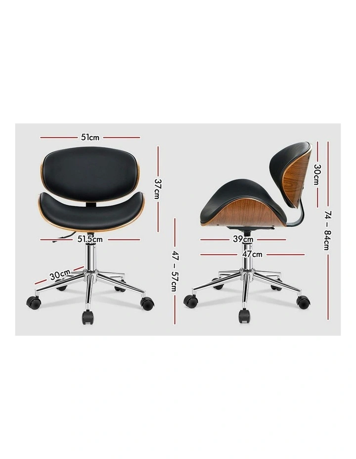 Wooden Leather Seat Office Chair in Aria Black image 7