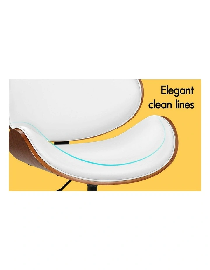 Wooden Leather Seat Office Chair in Aria White image 5