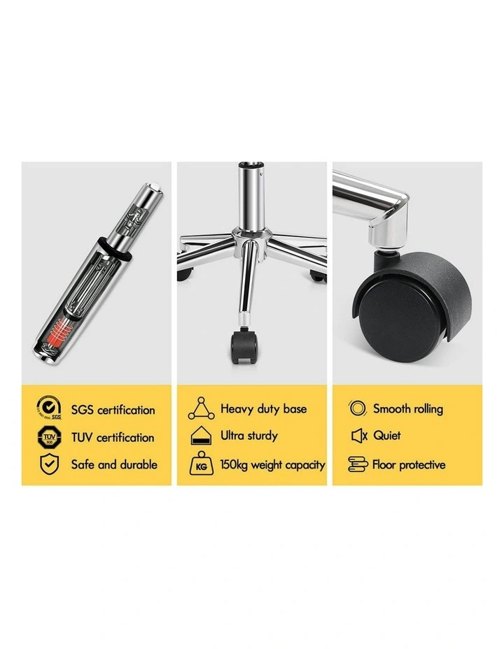 Wooden Leather Seat Office Chair in Aria White image 6