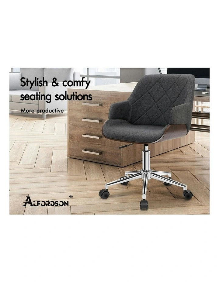 Wooden Fabric Seat Office Chair in Kendra Grey image 2