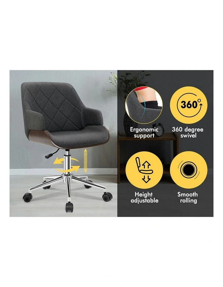 Wooden Fabric Seat Office Chair in Kendra Grey image 3