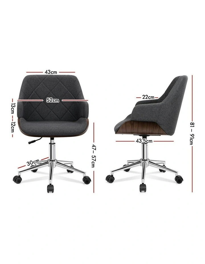 Wooden Fabric Seat Office Chair in Kendra Grey image 7