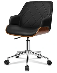 Wooden Leather Seat Kendra Office Chair in Black