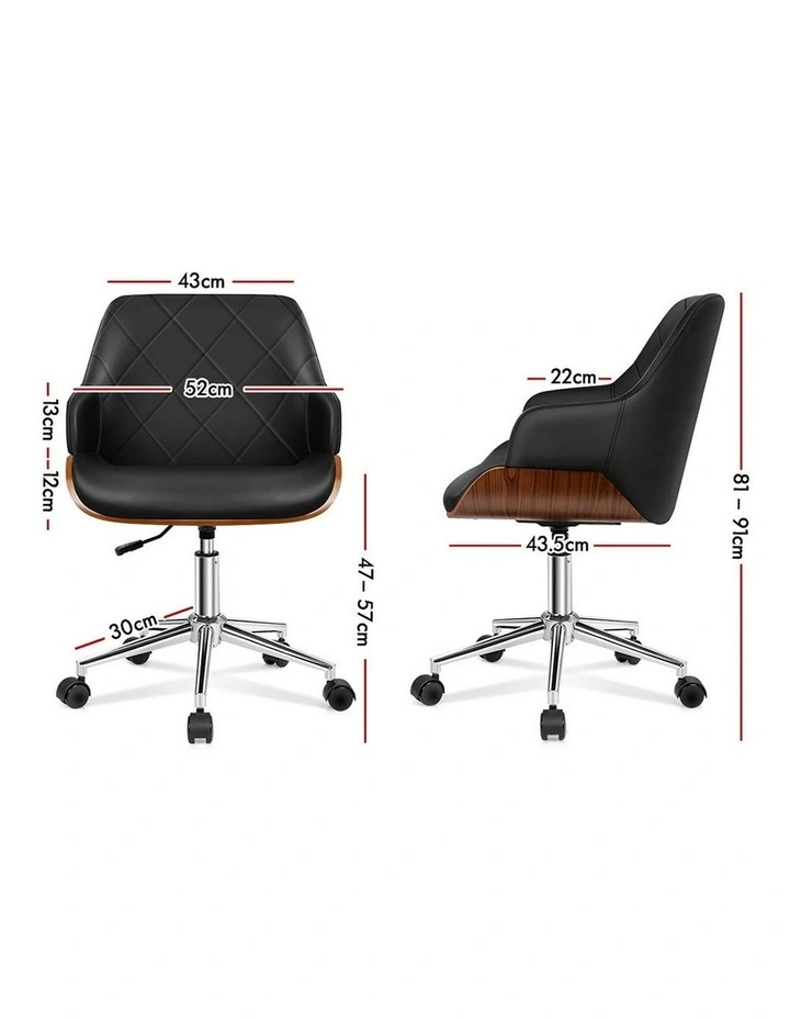 Wooden Leather Seat Kendra Office Chair in Black image 7