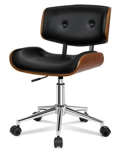 Wooden Leather Seat Estelle Office Chair in Black