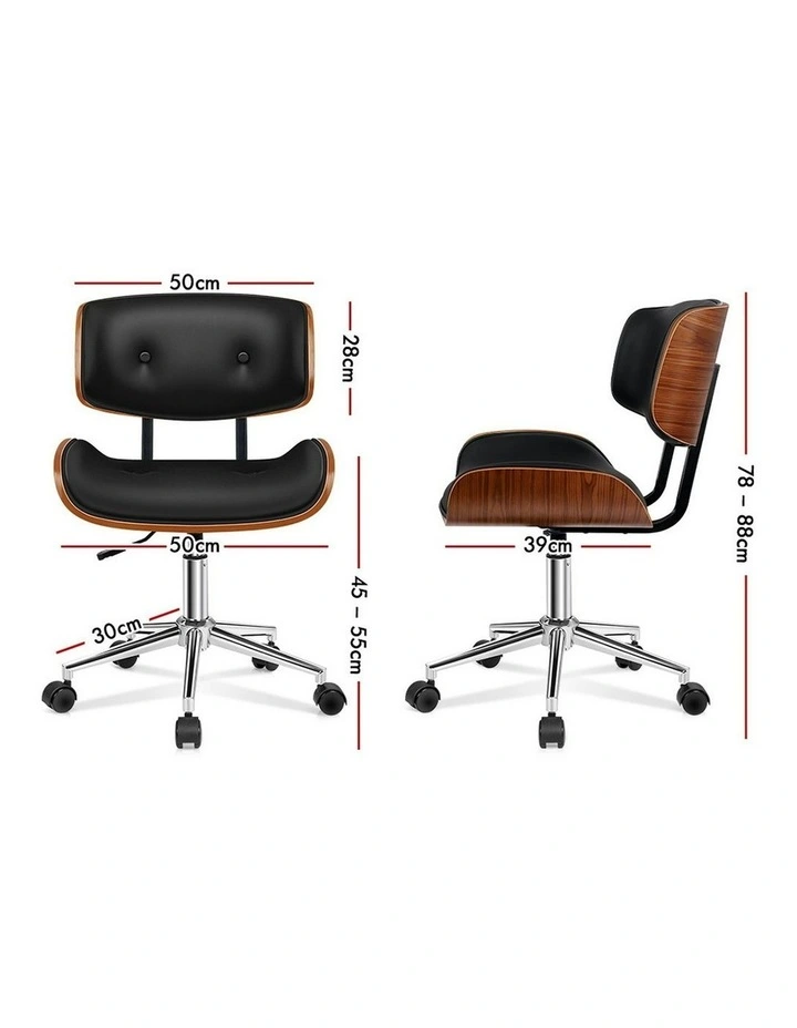Wooden Leather Seat Estelle Office Chair in Black image 7