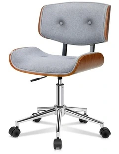 Wooden Office Chair in Fabric Grey