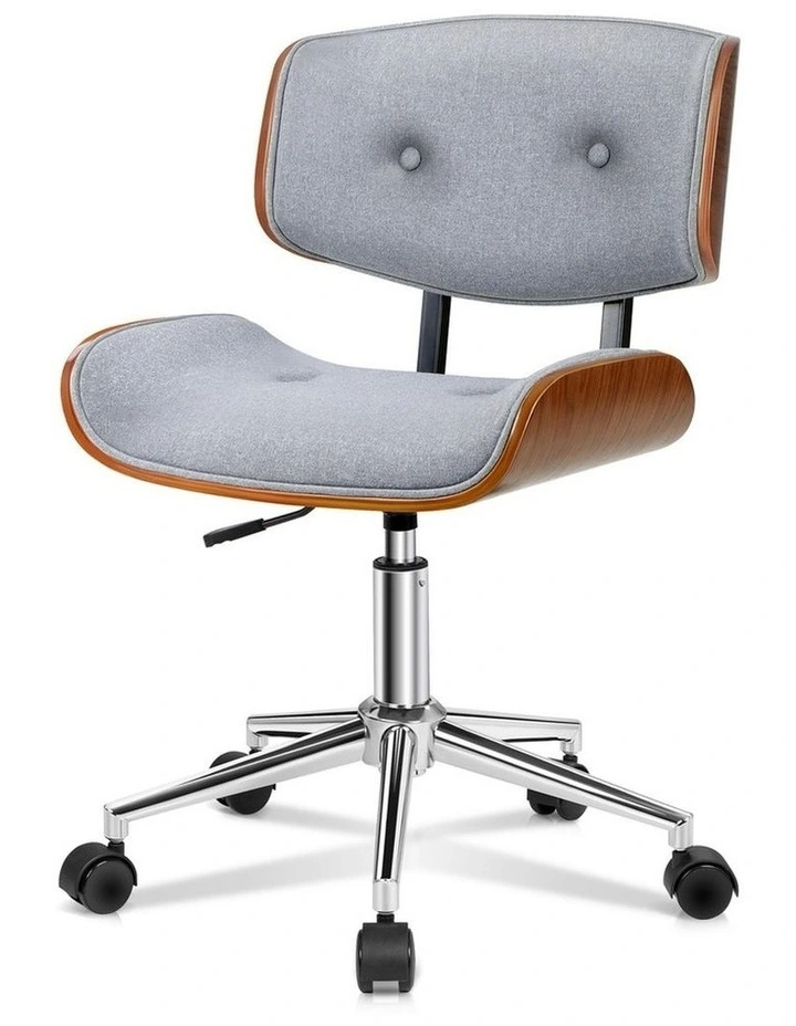 Wooden Office Chair in Fabric Grey image 1