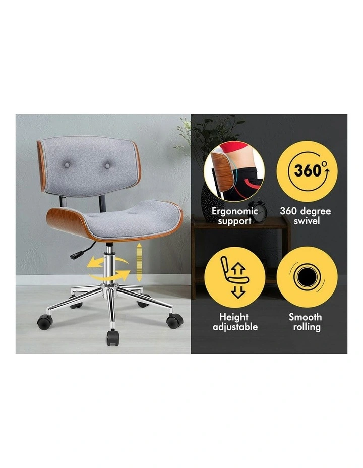 Wooden Office Chair in Fabric Grey image 3