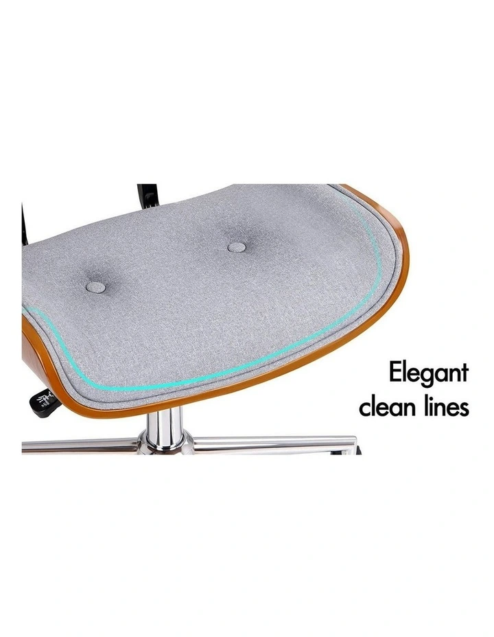 Wooden Office Chair in Fabric Grey image 5