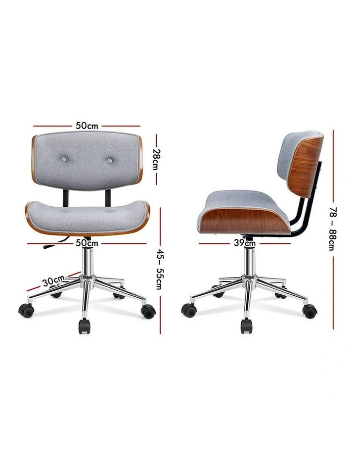 Wooden Office Chair in Fabric Grey image 7
