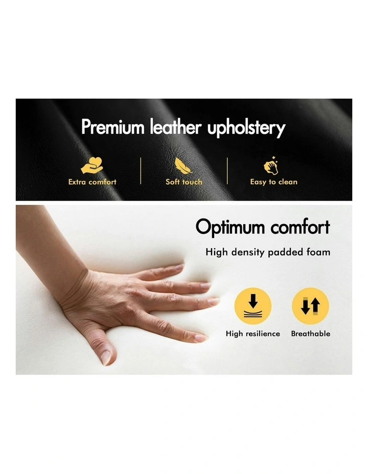 Wooden Leather Seat Office Chair in Renzo Black image 4