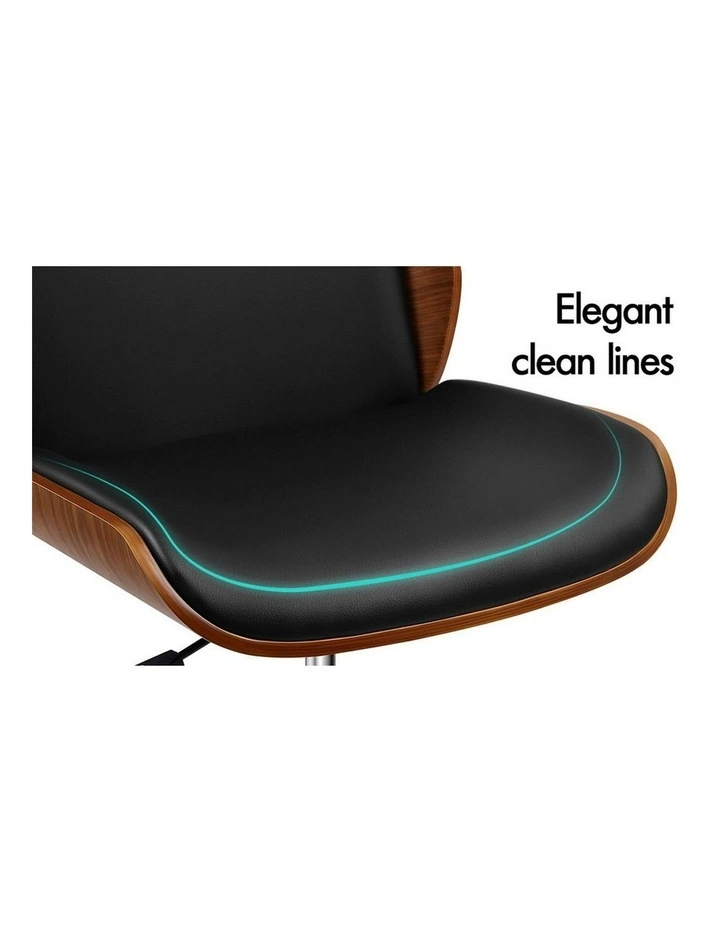 Wooden Leather Seat Office Chair in Renzo Black image 5