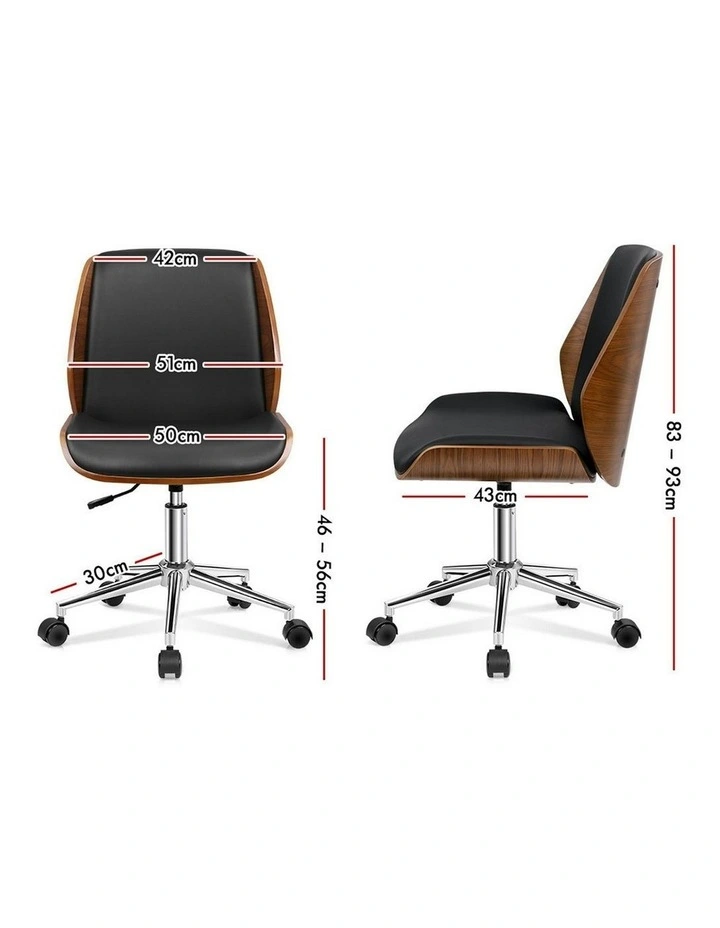 Wooden Leather Seat Office Chair in Renzo Black image 7