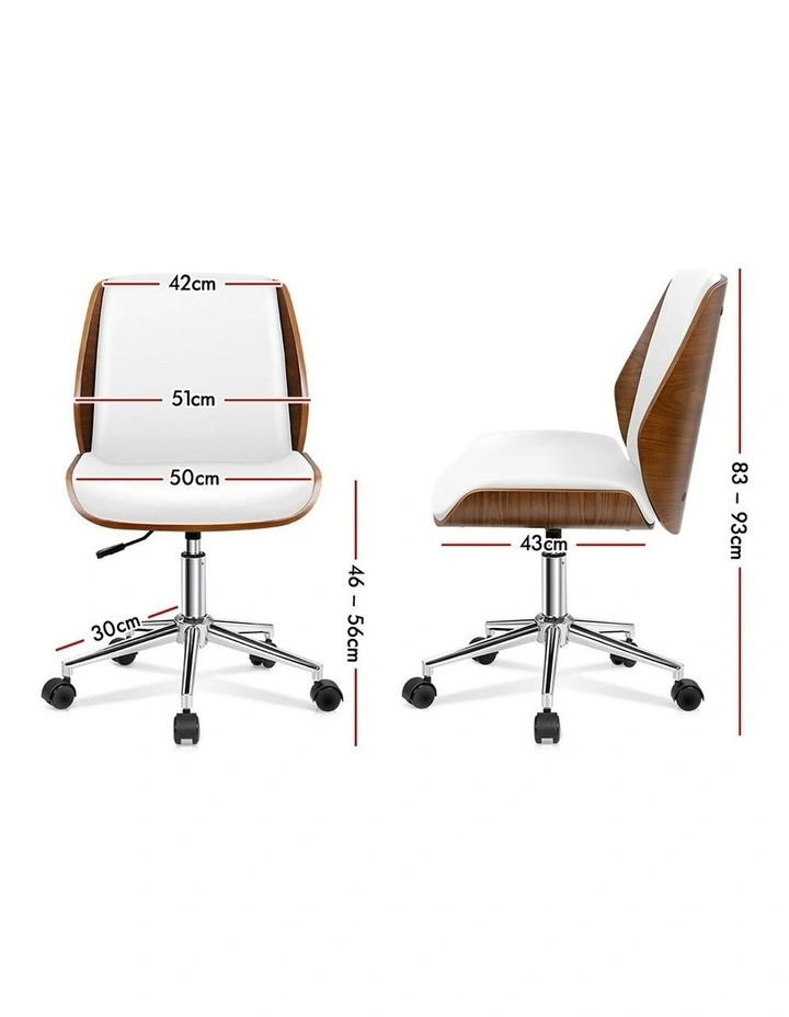 Wooden Leather Seat Office Chair in Renzo White image 7