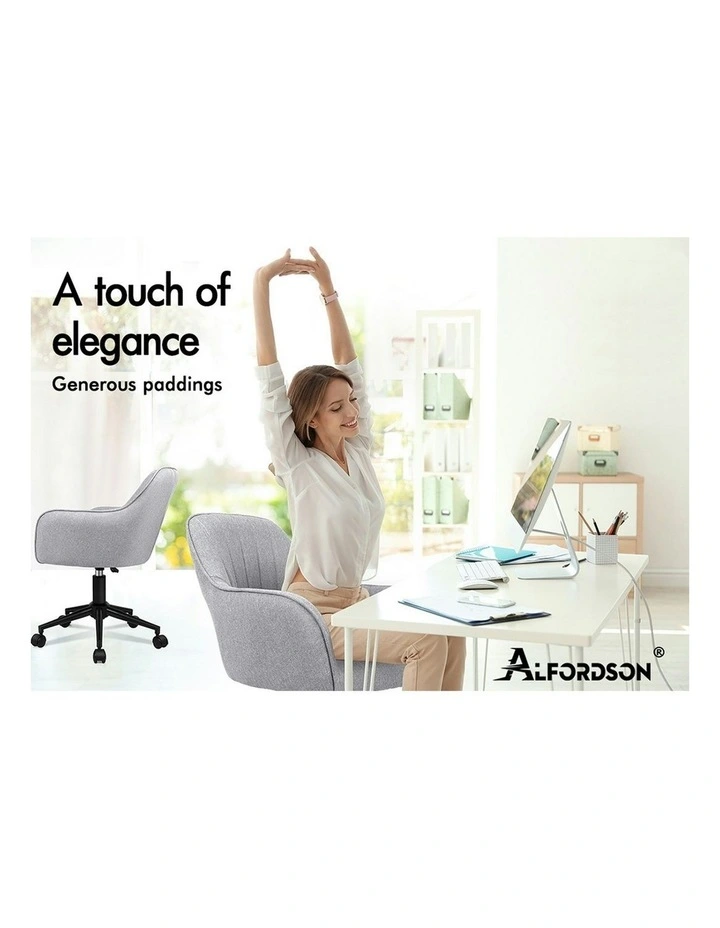 Armchair Alvis Office Chair in Fabric Light Grey image 2